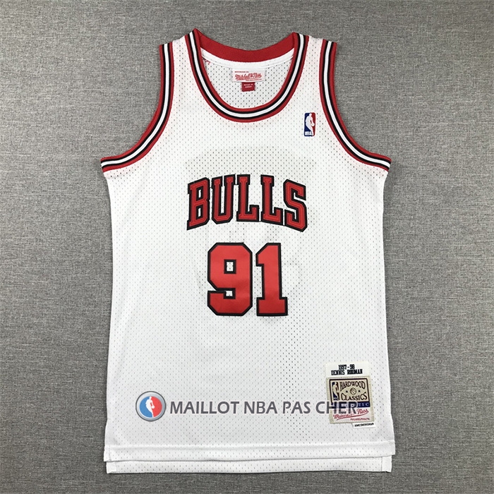 Maillot Enfant Chicago Bulls Dennis Rodman NO 91 Mitchell & Ness 1997-98 Blanc